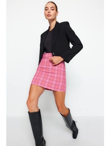 trendyol fuchsia checked tweed fabric mini woven skirt σε προσφορά