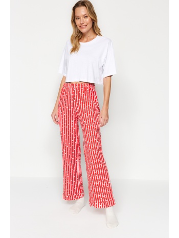 trendyol red cotton striped knitted pajamas bottoms σε προσφορά