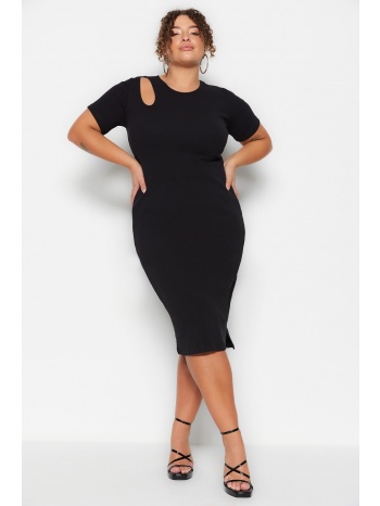 trendyol curve black corduroy knitted cut out and slit σε προσφορά