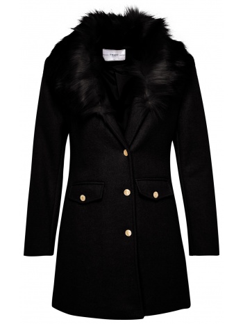 trendyol black premium fur collar detailed coat with gold σε προσφορά