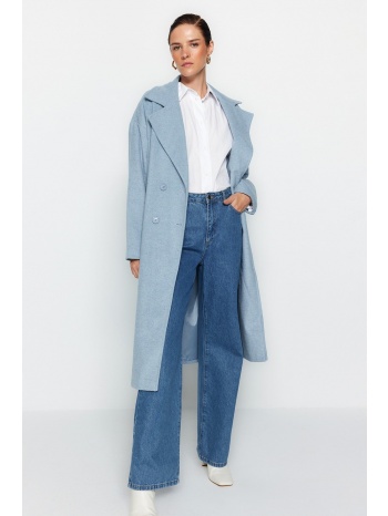 trendyol blue oversized wide cut long wool cachet coat σε προσφορά