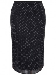 trendyol curve black polka dotted tulle knitted skirt