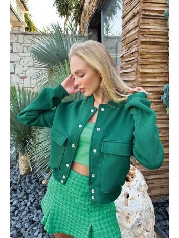 trend alaçatı stili women`s green snap closure double