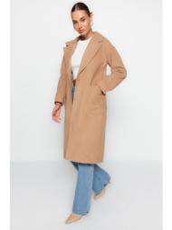 trendyol beige oversize wide cut long wool cachet coat