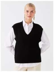 lc waikiki women`s plain v-neck knitwear sweater