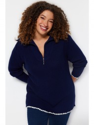 trendyol curve navy blue knitwear plus size sweater