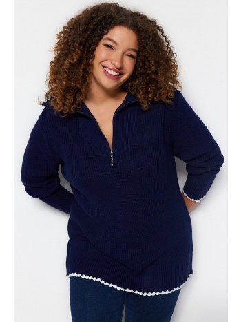 trendyol curve navy blue knitwear plus size sweater σε προσφορά