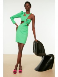 trendyol green, fitted evening dress with window/cut out details with woven lining