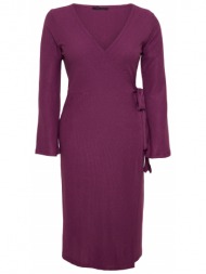 trendyol curve dark purple double breasted midi knitted dress