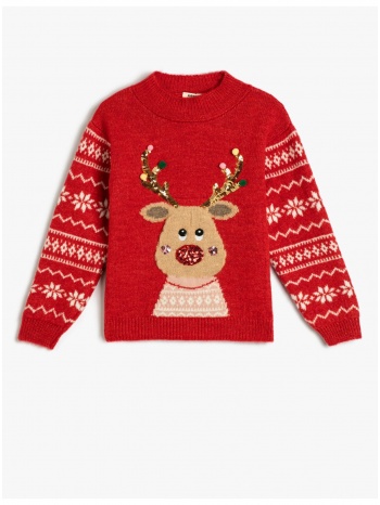 koton christmas sweater deer pattern crew neck sequined σε προσφορά