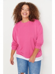 trendyol curve fuchsia altan t-shirt, thick knitted with a come out look.