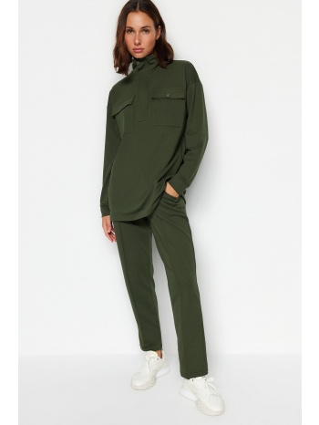 trendyol green pocket detailed knitted tracksuit set σε προσφορά