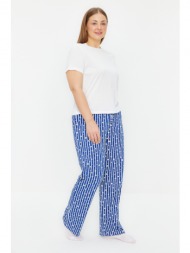 trendyol curve navy blue striped knitted pajama bottoms