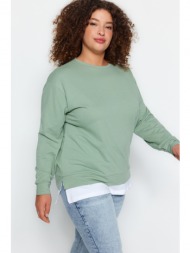 trendyol curve green plus size sweatshirt