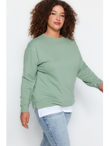 trendyol curve green plus size sweatshirt σε προσφορά