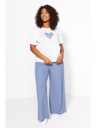 trendyol curve blue heart patterned ribbed knitted pajamas set