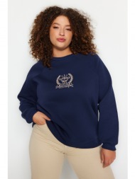 trendyol curve navy plus size sweatshirt