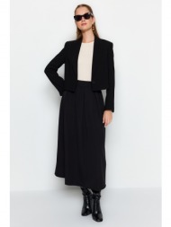 trendyol black pleated woven skirt