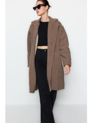 trendyol βιζόν oversize wide-cut μακρύ βελούδινο παλτό