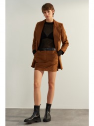 trendyol dark brown premium high quality velvet fabric belt detail mini woven skirt
