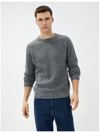 koton crew neck sweater long sleeved, textured ribbed. σε προσφορά