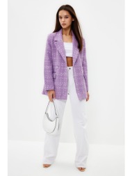 trendyol lilac oversize woven plaid blazer jacket