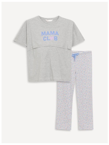 lc waikiki crew neck printed short sleeve maternity pajamas