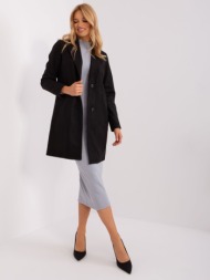 black coat with buttons and pockets
