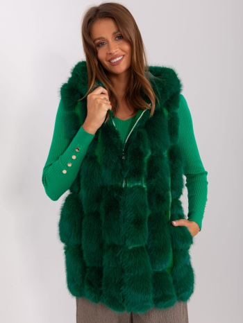 dark green fur vest with lining σε προσφορά