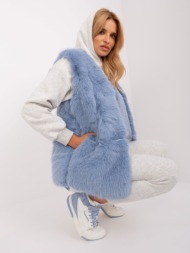 blue fur vest with fasteners