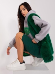 women`s fur vest in dark green color