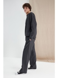 trendyol anthracite men`s more sustainable oversize textured label detailed sweatpants