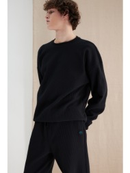 trendyol anthracite men`s more sustainable oversize/wide cut label detailed textured sweatshirt
