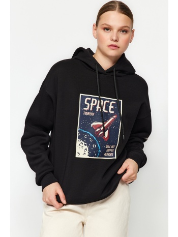 trendyol black oversized/wide-cut knitted sweatshirt with a σε προσφορά