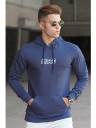 madmext navy blue printed men`s sweatshirt 5305