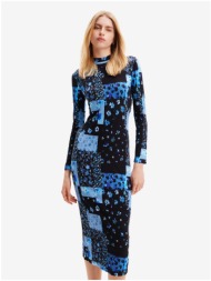 women`s blue patterned knit midi dress desigual los angeles - women