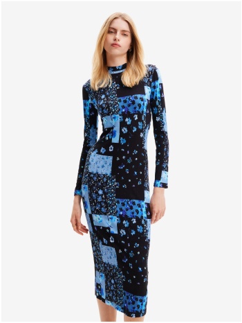 women`s blue patterned knit midi dress desigual los angeles σε προσφορά