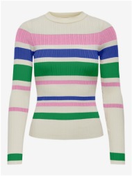 cream women`s striped sweater only sandri - women