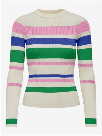 cream women`s striped sweater only sandri - women σε προσφορά