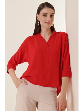 by saygı polo neck three quarter sleeve ayrobin blouse σε προσφορά