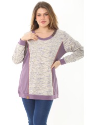şans women`s plus size purple ornamental button and cup detailed sweatshirt