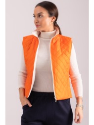 armonika women`s orange cachet lined pocket zipper quilted vest