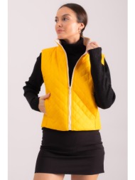armonika women`s yellow cachet lined pocket zipper quilted vest