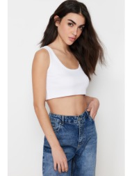 trendyol white strap crop ribbed flexible knitted undershirt