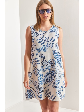 bianco lucci women`s multi floral patterned linen dress