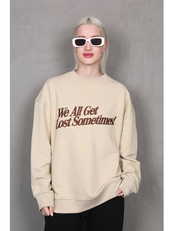 madmext beige printed sweatshirt