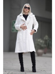 madmext white soft textured plush coat