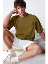trendyol khaki men`s oversize tropical embroidered 100% cotton t-shirt