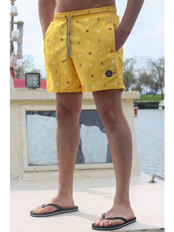 madmext men`s yellow patterned marine shorts 6376 σε προσφορά