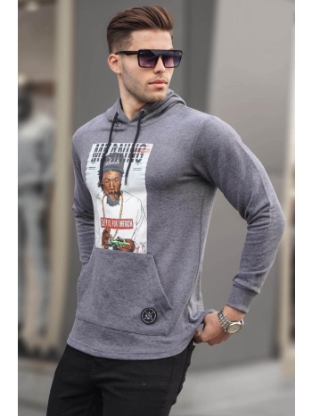 madmext gray printed hooded sweatshirt 2780 σε προσφορά